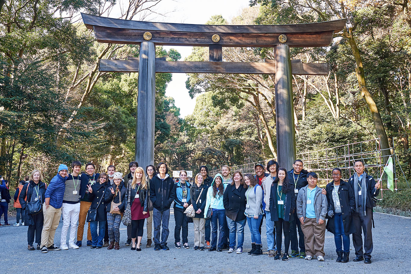 Students in front of the Meiji Shrine, Tokyo