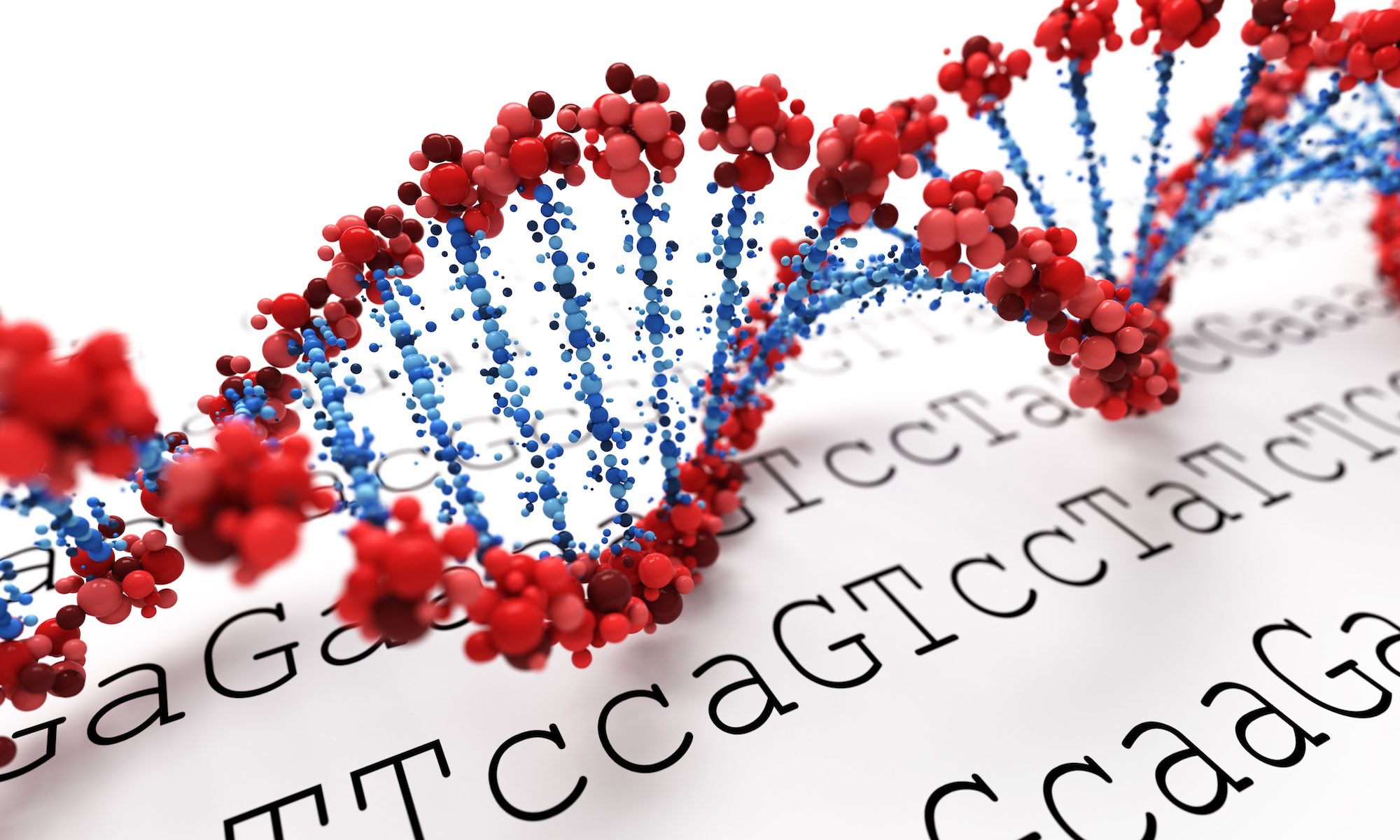illustration of double helix with genetic sequence in background