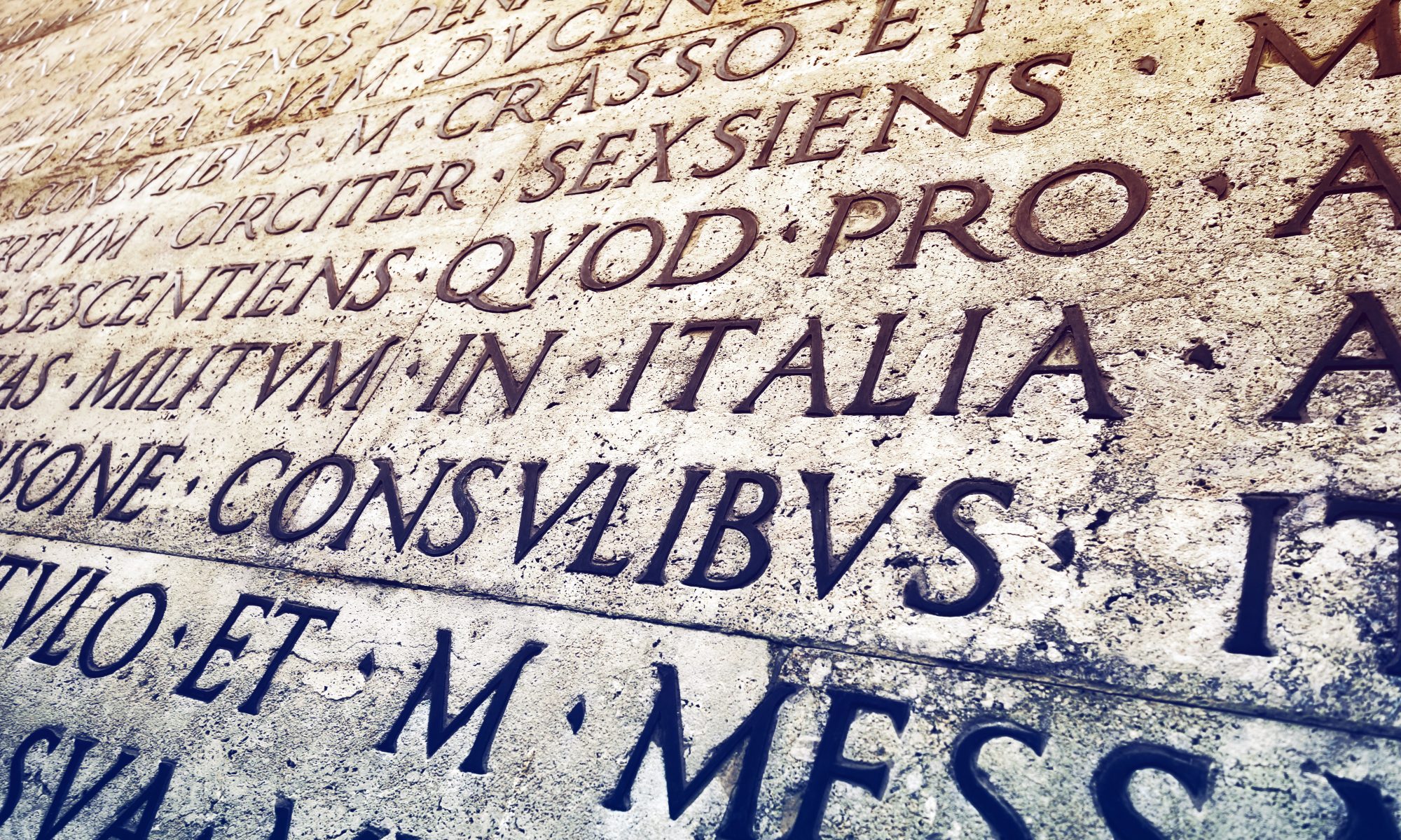 closeup of inscription of Latin on stone