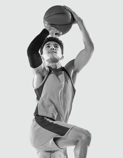 Player shooting a basketball