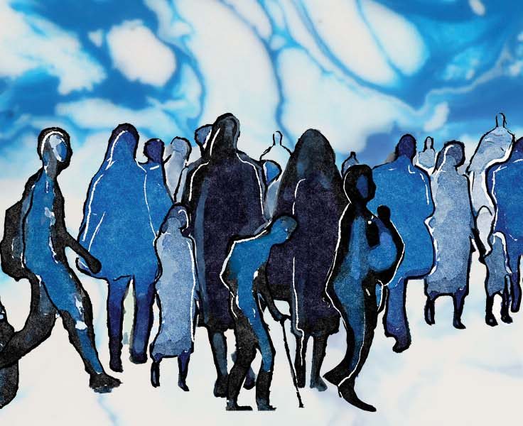 Illustration of a group of people walking
