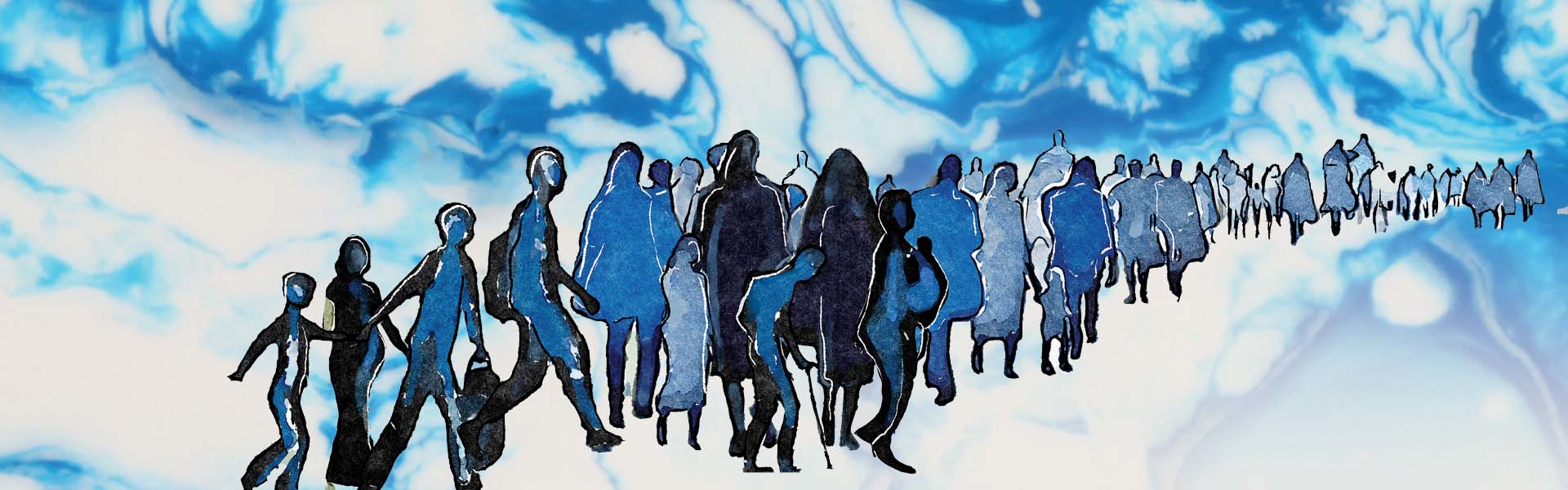 Illustration of a group of people walking